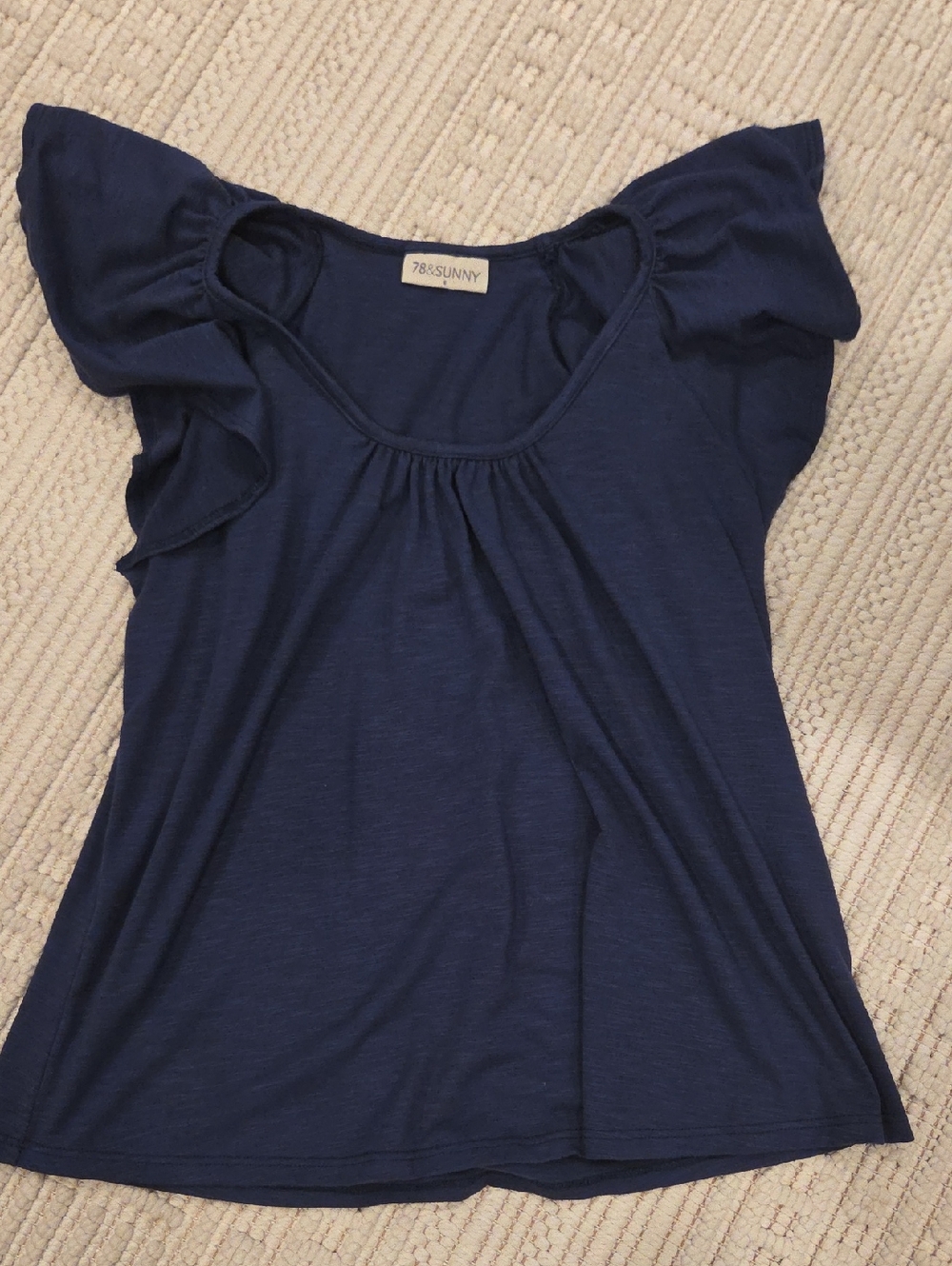 Women's 78&Sunny Navy Flutter Sleeve Top